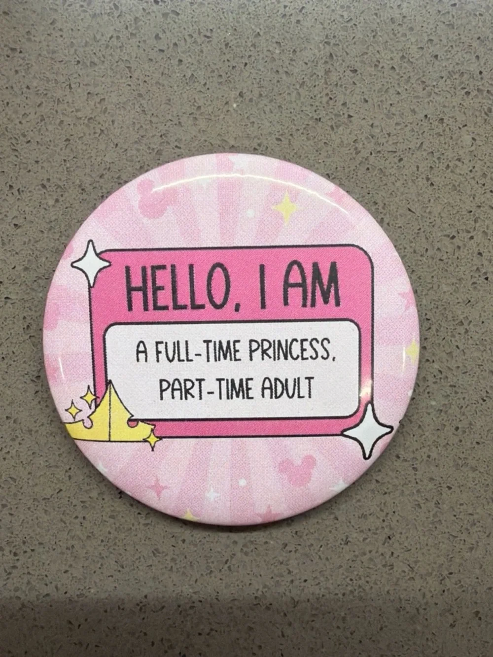 Disney Pink 'Hello, I Am' Princess Button Badge